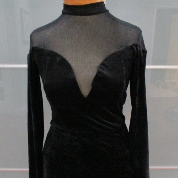 Lulus Plunging Neckline Long Sleeve Velvet Maxi Dress / Gown - Picture 2 of 6